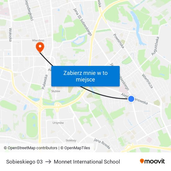 Sobieskiego 03 to Monnet International School map