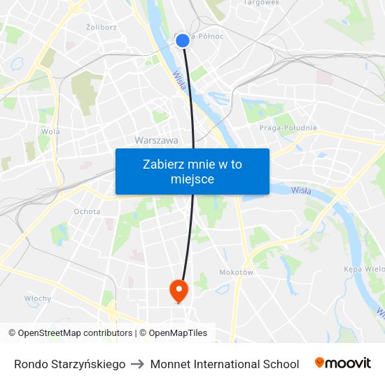 Rondo Starzyńskiego to Monnet International School map