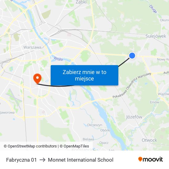 Fabryczna to Monnet International School map