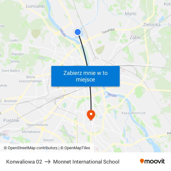 Konwaliowa 02 to Monnet International School map