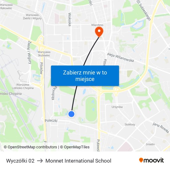 Wyczółki 02 to Monnet International School map