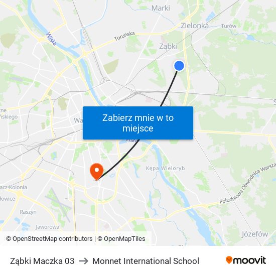 Ząbki Maczka 03 to Monnet International School map