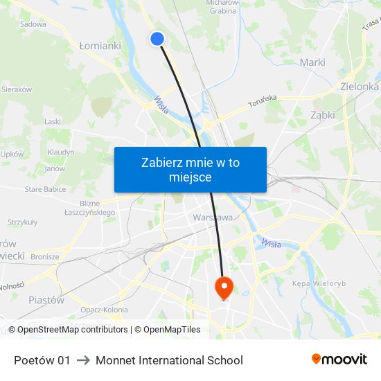 Poetów 01 to Monnet International School map