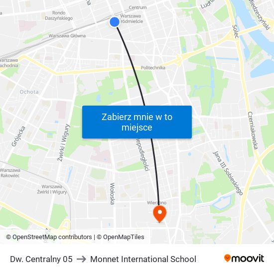 Dw. Centralny 05 to Monnet International School map