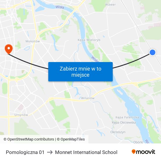 Pomologiczna 01 to Monnet International School map