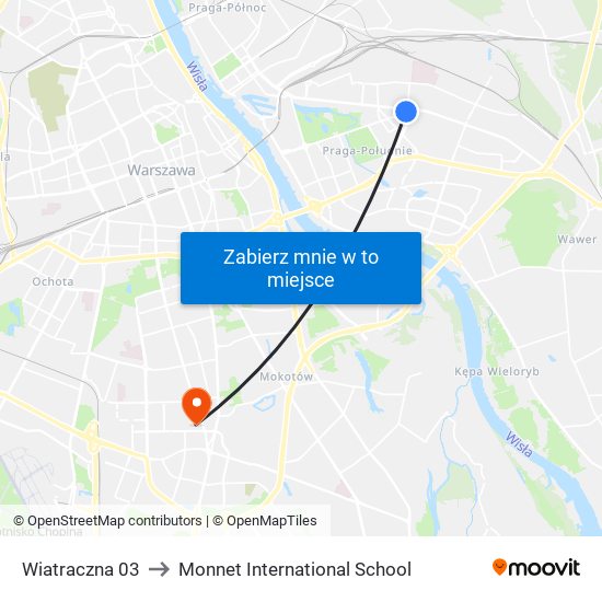 Wiatraczna 03 to Monnet International School map