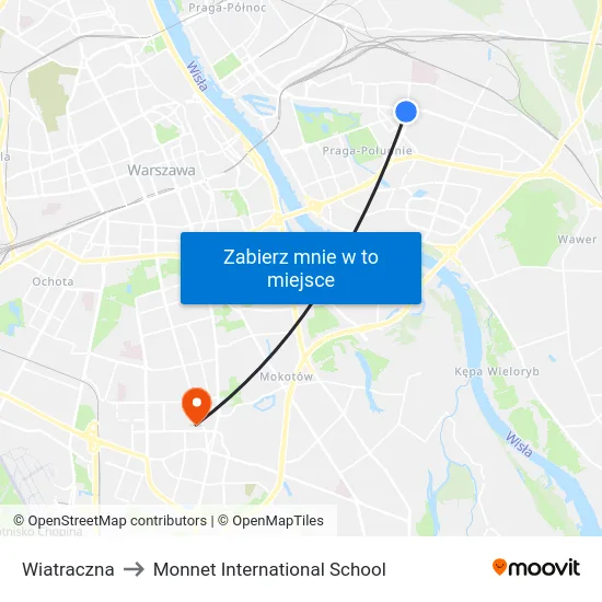 Wiatraczna to Monnet International School map