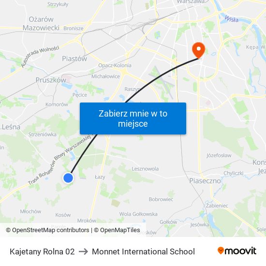 Kajetany Rolna 02 to Monnet International School map