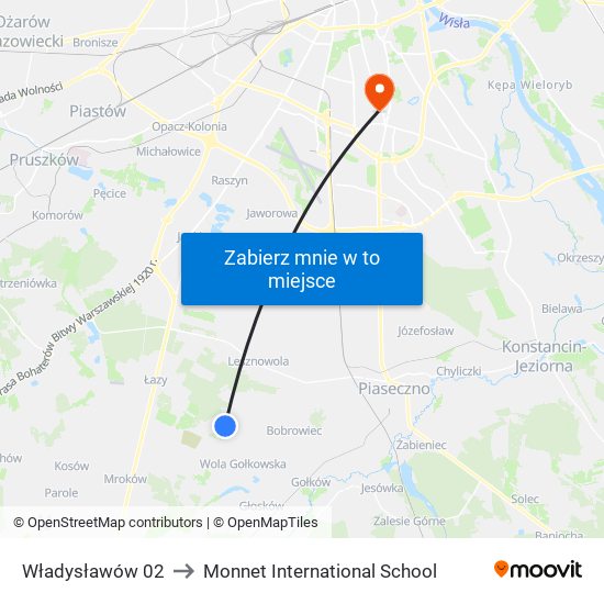 Władysławów 02 to Monnet International School map