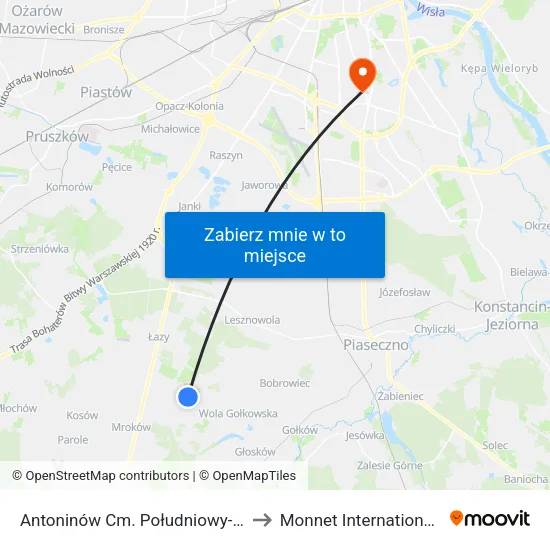 Antoninów Cm. Południowy - Brama Płd. to Monnet International School map
