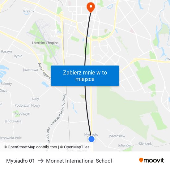 Mysiadło 01 to Monnet International School map