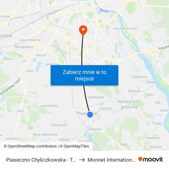 Piaseczno Chyliczkowska - Technikum 02 to Monnet International School map