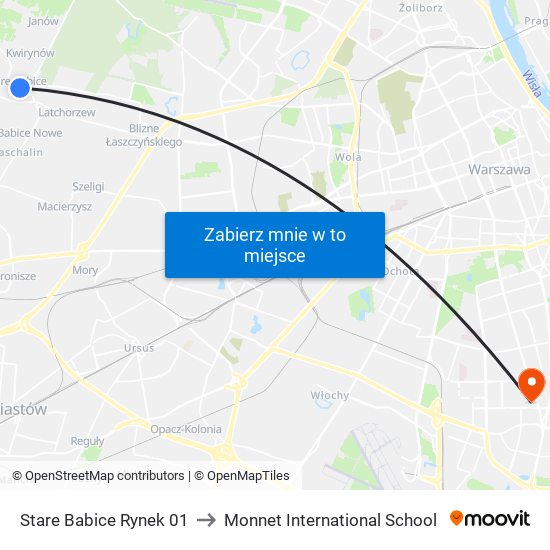 Stare Babice Rynek 01 to Monnet International School map