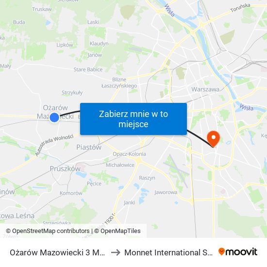 Ożarów Mazowiecki 3 Maja to Monnet International School map