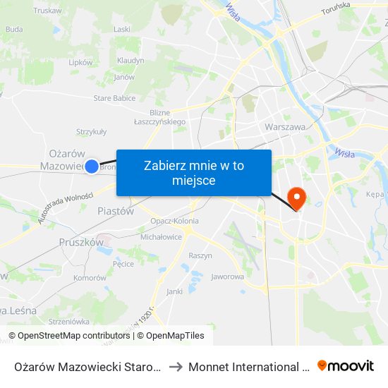 Ożarów Mazowiecki Starostwo to Monnet International School map