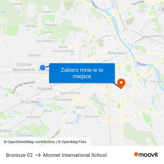 Bronisze to Monnet International School map