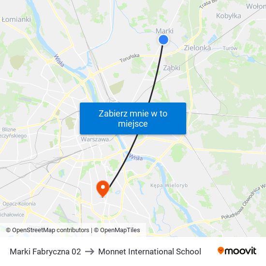 Marki Fabryczna to Monnet International School map