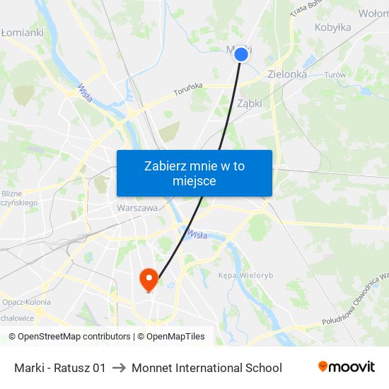 Marki - Ratusz 01 to Monnet International School map