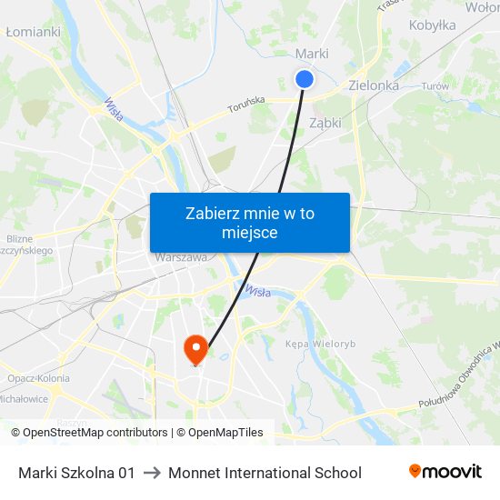 Marki Szkolna to Monnet International School map