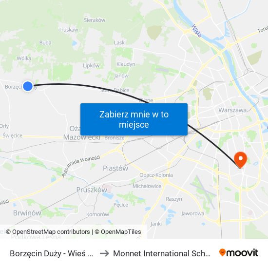 Borzęcin Duży - Wieś 02 to Monnet International School map