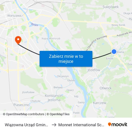 Wiązowna Urząd Gminy 02 to Monnet International School map