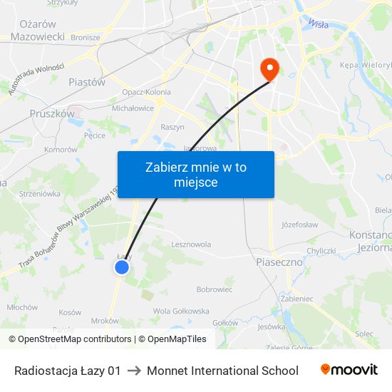 Radiostacja Łazy to Monnet International School map