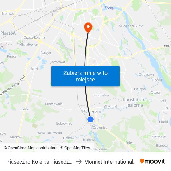 Piaseczno Kolejka Piaseczyńska 02 to Monnet International School map