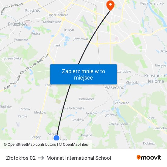 Złotokłos 02 to Monnet International School map