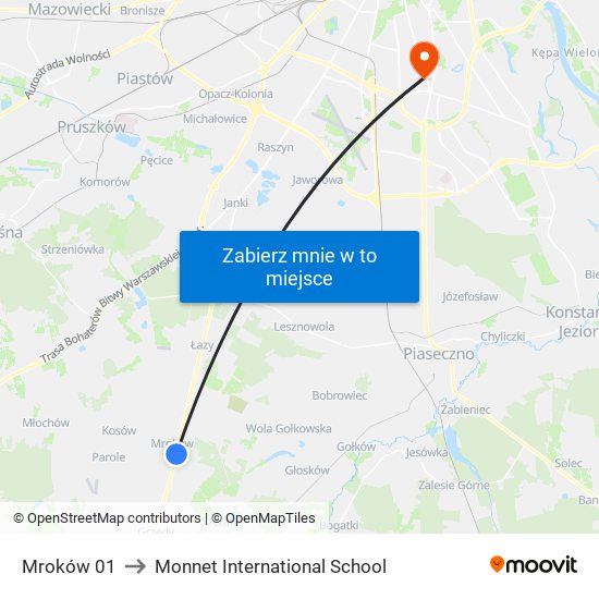 Mroków 01 to Monnet International School map