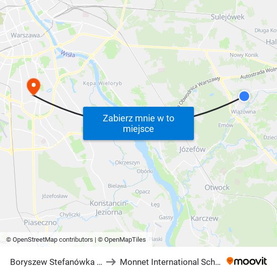 Stefanówka to Monnet International School map