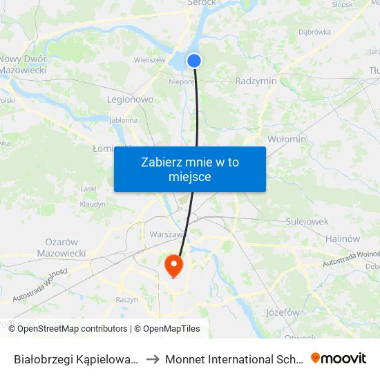 Białobrzegi Kąpielowa 01 to Monnet International School map