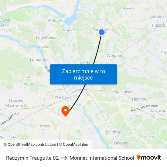 Radzymin Traugutta 02 to Monnet International School map