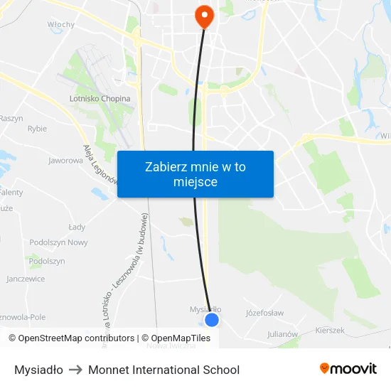 Mysiadło to Monnet International School map