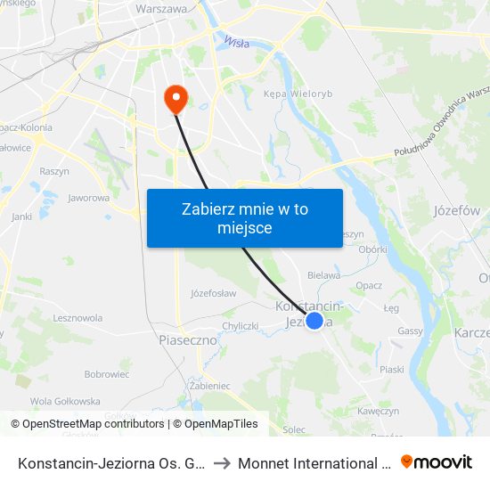 Konstancin-Jeziorna Os. Grapa 01 to Monnet International School map