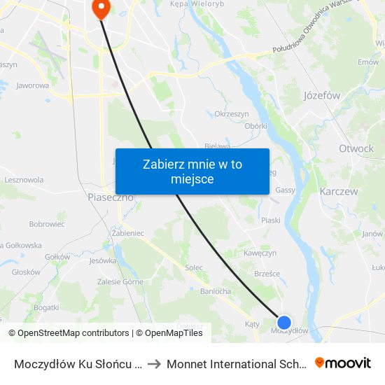 Moczydłów Ku Słońcu 01 to Monnet International School map