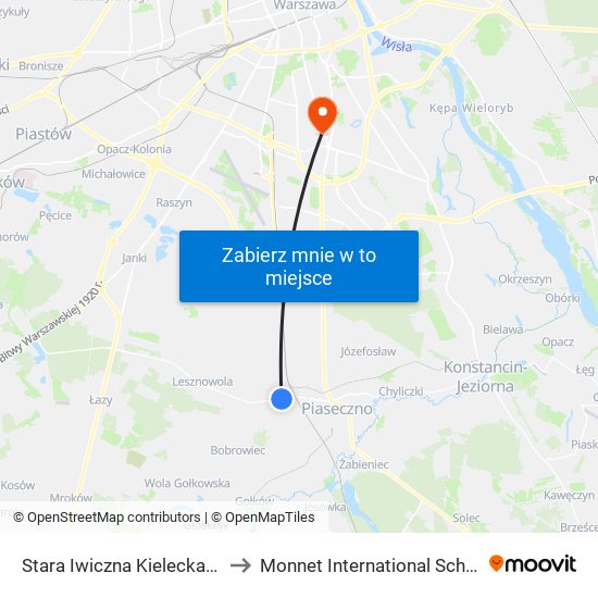 Stara Iwiczna Kielecka 02 to Monnet International School map