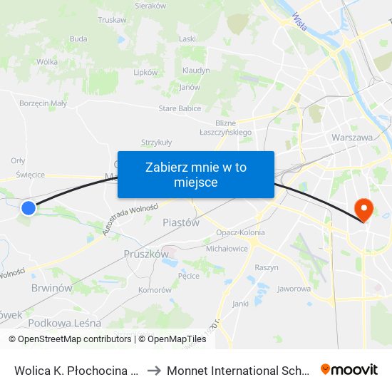 Wolica K. Płochocina 01 to Monnet International School map