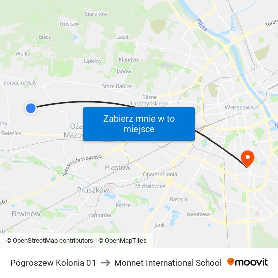 Pogroszew Kolonia to Monnet International School map