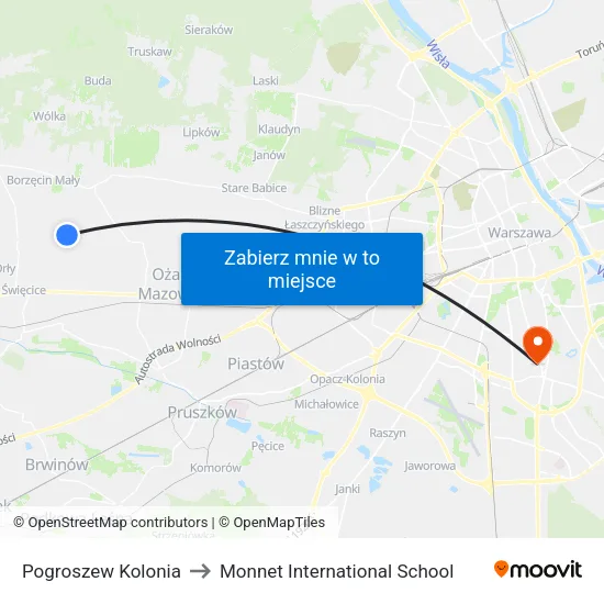 Pogroszew Kolonia to Monnet International School map