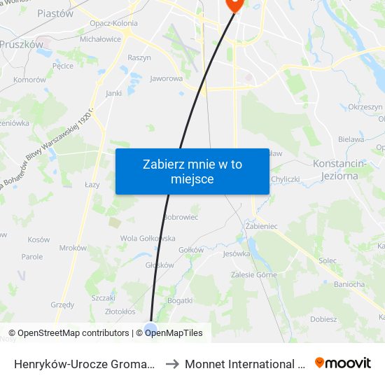 Henryków-Urocze Gromadzka 01 to Monnet International School map