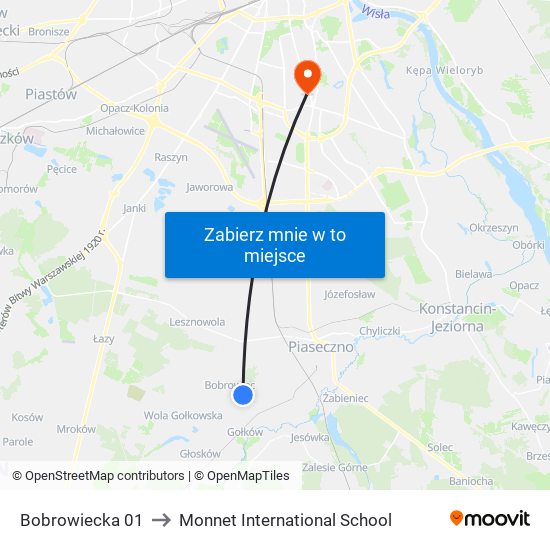 Bobrowiecka 01 to Monnet International School map