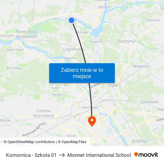 Komornica - Szkoła 01 to Monnet International School map