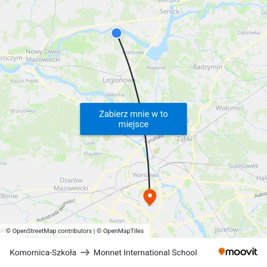 Komornica - Szkoła to Monnet International School map