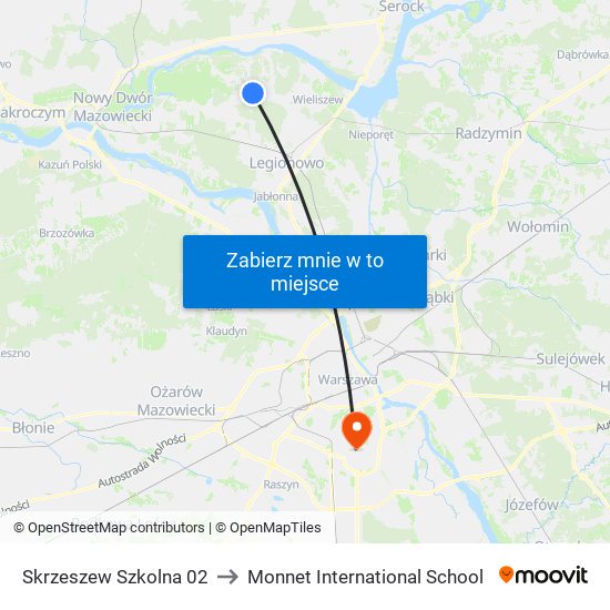 Skrzeszew Szkolna 02 to Monnet International School map