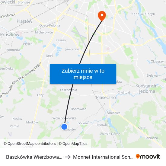 Baszkówka Wierzbowa 02 to Monnet International School map