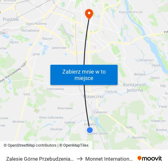 Zalesie Górne Przebudzenia Wiosny to Monnet International School map