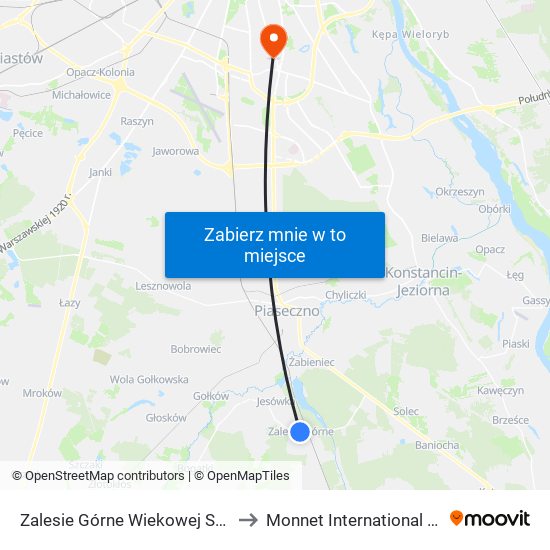 Zalesie Górne Wiekowej Sosny to Monnet International School map