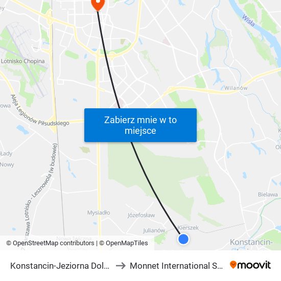 Konstancin-Jeziorna Dolna 02 to Monnet International School map