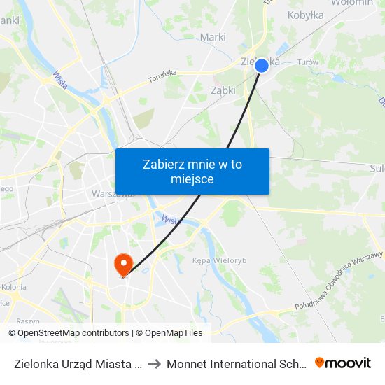 Zielonka Urząd Miasta 01 to Monnet International School map