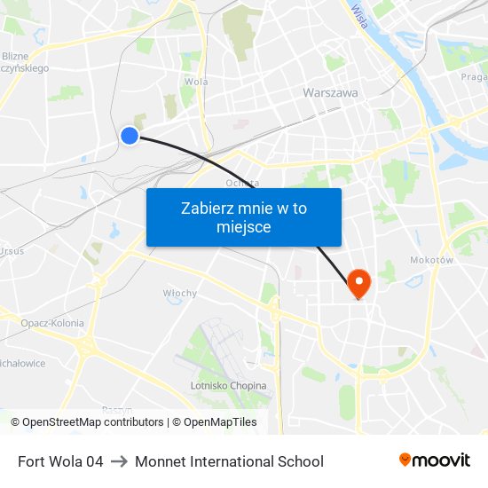 Fort Wola 04 to Monnet International School map